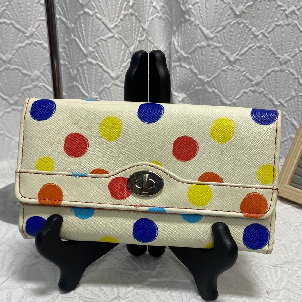 Safe Keeper multicolored Polka Dot Women's Wallet trifold roomy fun easy‎ clean
